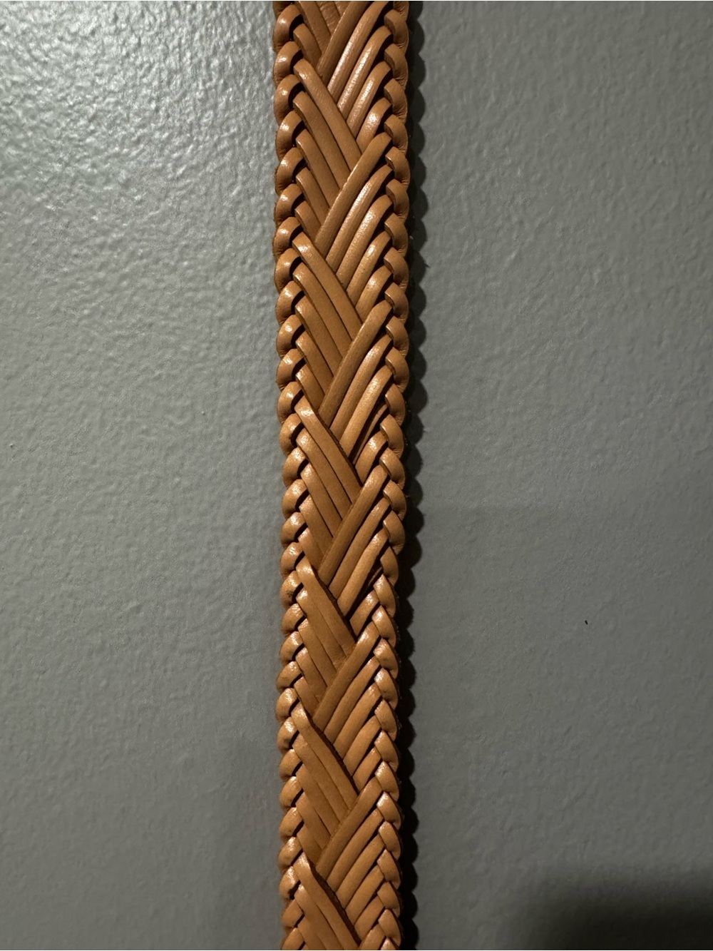 J. Crew Braided Leather Accent Belt in Tan with Brass Buckle - Picture 3 of 4
